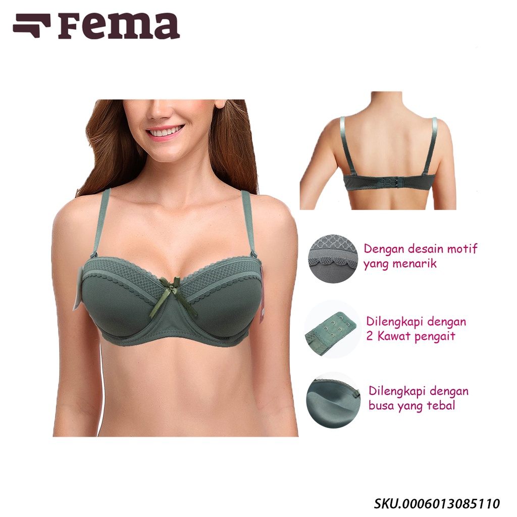 FEMA Official Shop Ecer 1 pcs Bh Bra 8510/8511 Full Cup Push Up Polos Renda Import