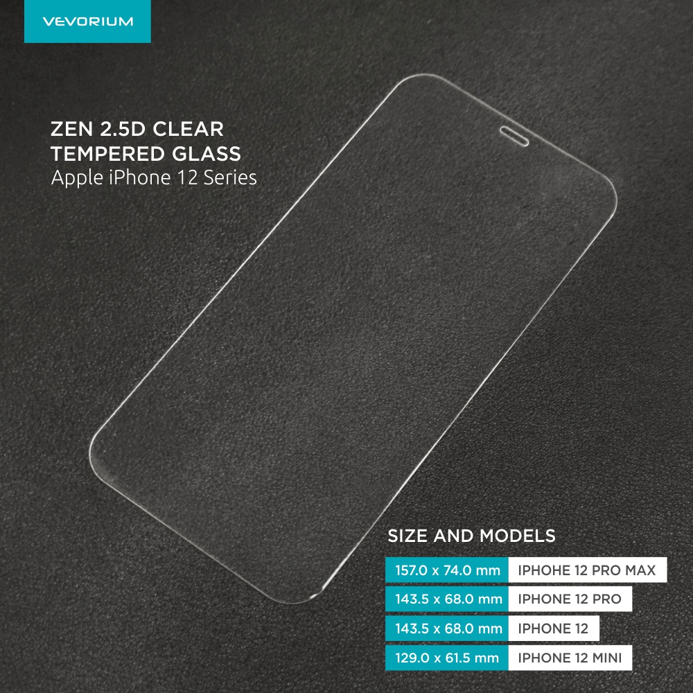 VEVORIUM ZEN 2.5D Clear Apple iPhone 12 PRO MAX MINI Series Tempered Glass Pelindung Layar Anti Gores Kaca