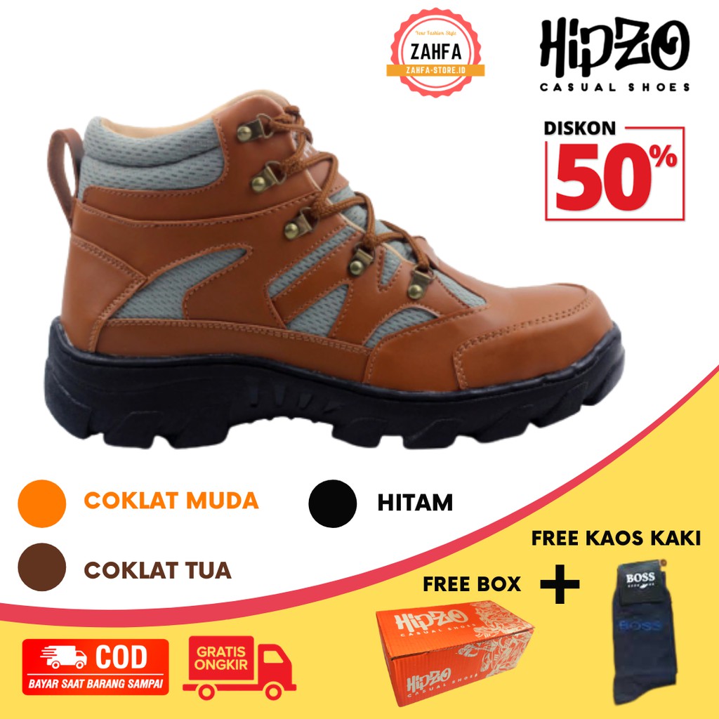 Sepatu Pria Safety BOOTS Besi Original Hipzo M 034