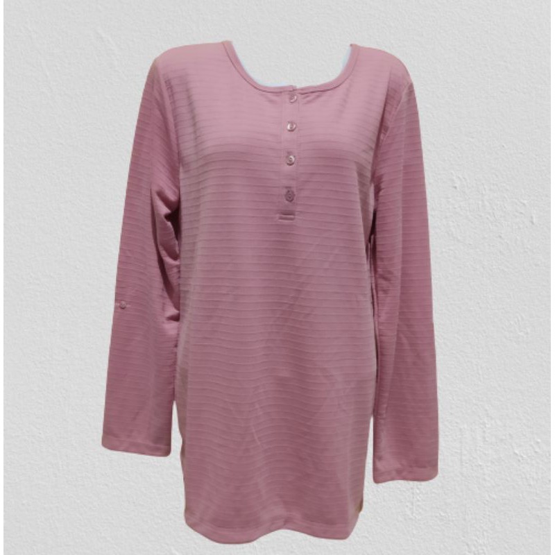 kaos wanita chisel kancing depan ( Pink)