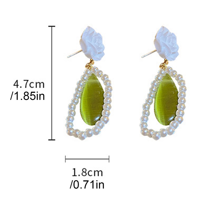 Anting Tusuk Gantung Bahan Sterling Silver 925 Desain Bunga Hias Opal Hijaumutiara Gaya Retroelegan Untuk Wanita