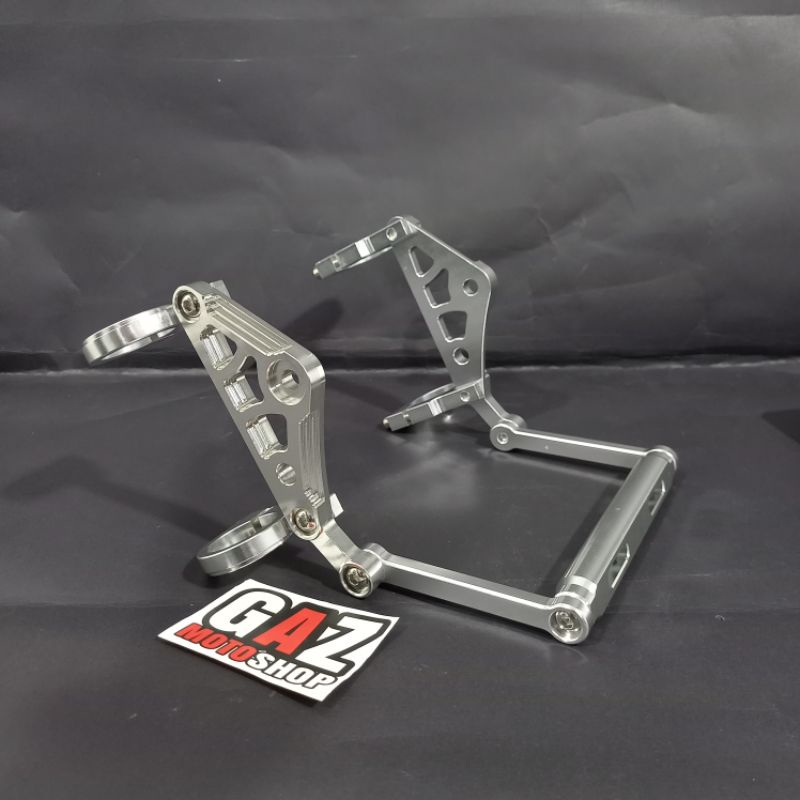 Bracket Kupingan Lampu CB Pesek CNC IMPORT 31mm 33mm Plus Pangkon Dudukan Plat Nomor GL Megapro Tiger Ninja Vixion Scorpio