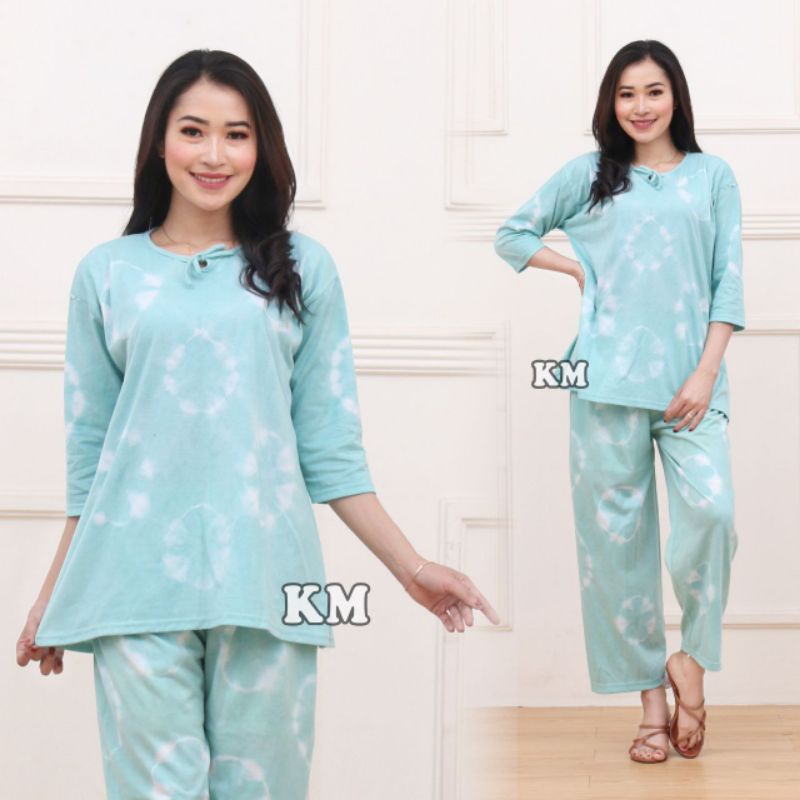 SETELAN KAOS WANITA DEWASA JUMBO REMPEL KEKINIAN ONE SET PIYAMA BAJU TIDUR BUSUI RESLETING DEPAN TERBARU