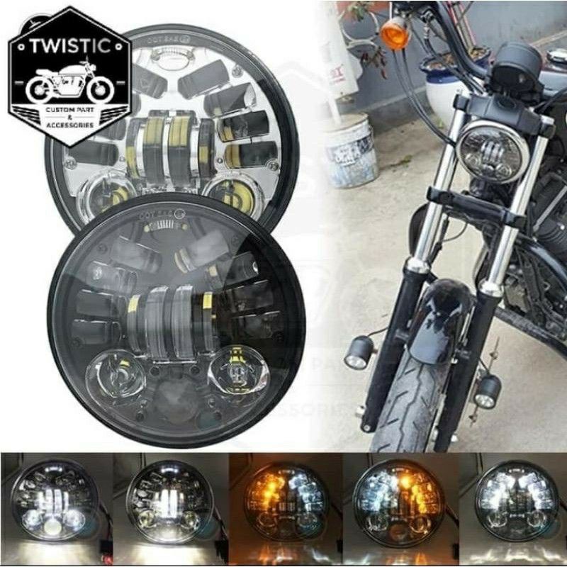 Lampu Daymaker LED 5 inch Lampu Daymaker 16 LED Custom Japstyle CB Megapro Headlamp lampu depan CB