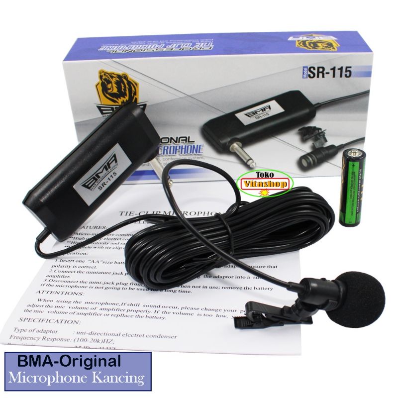 MIC JEPIT BMA SR-115 ORIGINAL / MICROPHONE CLIP ON BMA MIC MASJID MIC IMAM BMA SR 115 ORIGINAL