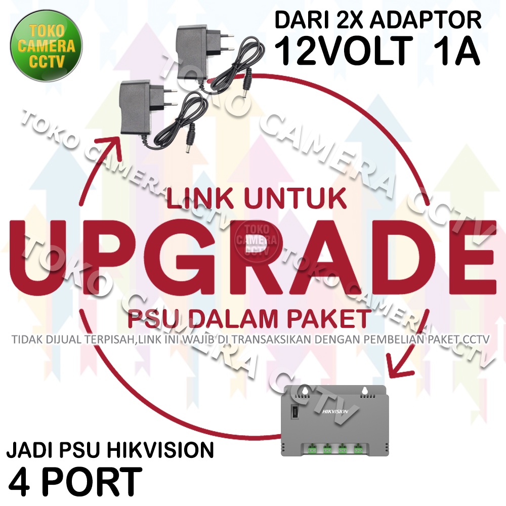 UPGRADE 2X ADAPTOR 12V 1A KE PSU HIKVISION 4 PORT