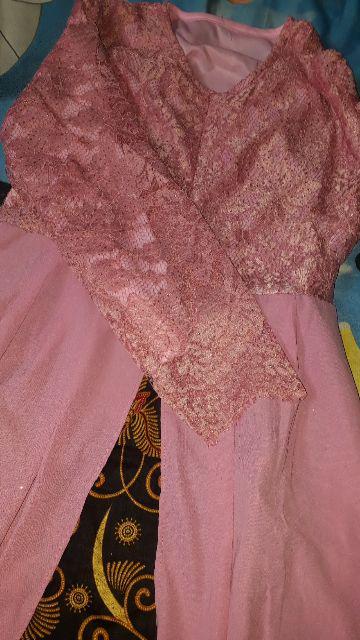 Zola_batik Couple Gamis Brokat Lengan Panjang Anami Couple