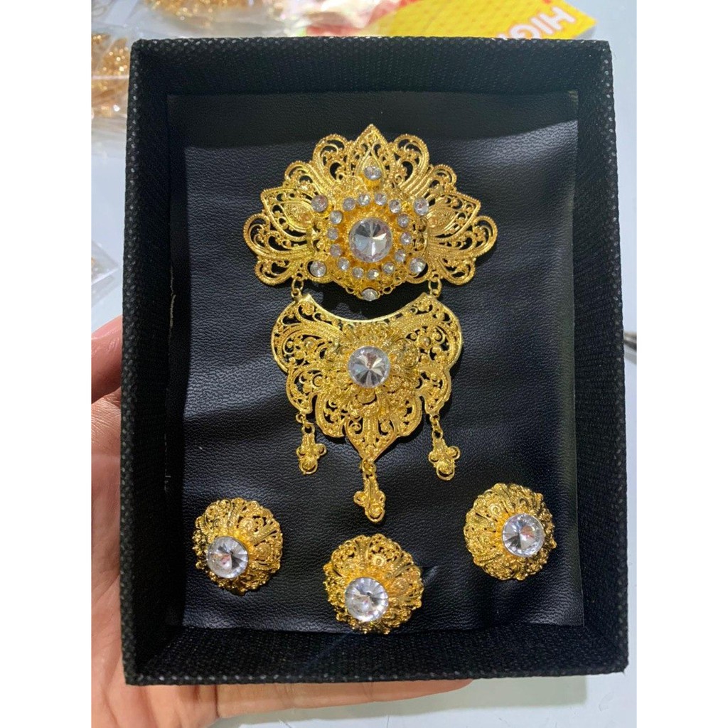 Bros alpaka bali motif kipas sirkon korea-putih