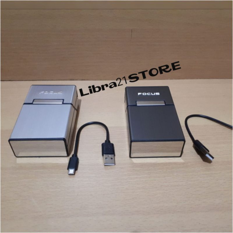 Tempat Rokok Focus Plus Korek Electrik Bara Usb Ukuran Pendek