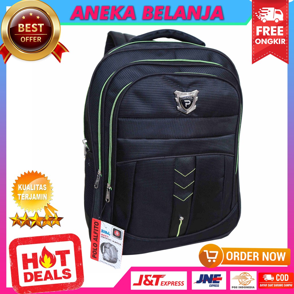 Tas Ransel Fashionable Khusus Cowok Model Alfito Panah Hitam Ekonomis Tas Sekolah Multifungsi Trendy