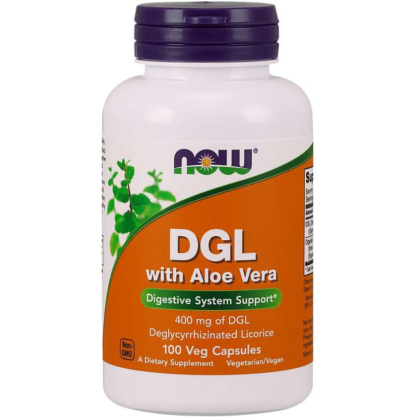 Now Foods DGL With Aloe Vera 400mg 100 Veg Capsules Ori USA