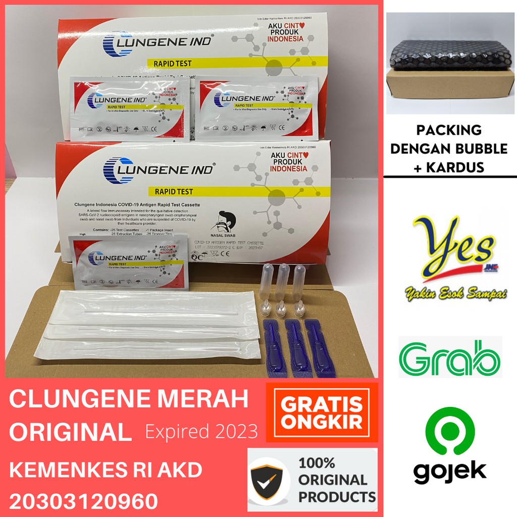 Jual Alat Test Swab Lungene Antigen AKD Merah Putih Isi 25 Pcs Expired