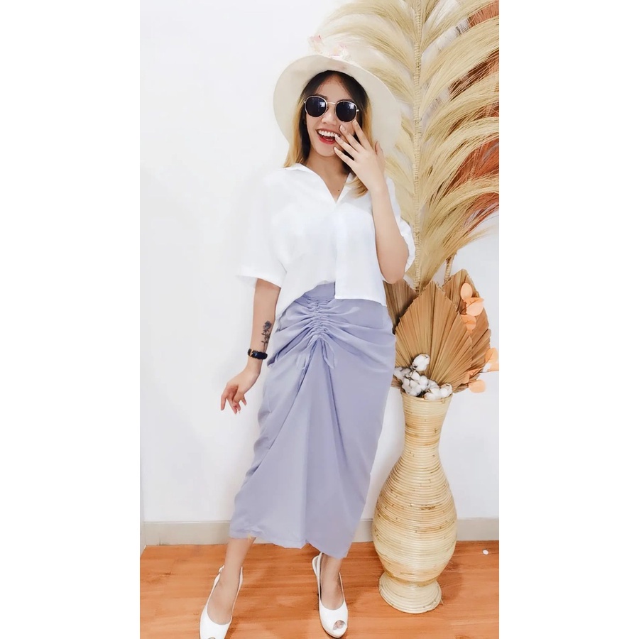 BEFAST - ZRX OOTD Wanita Rok ANI / Rok Serut crinckle/ josep skirt/casual flowy / Rok Serut / Rok Kondangan / Bawahan Rok Wanita Remaja Casual / Rok Serut Polos Formal / OOTD Selebgram Kekiniaan / Trendy / Termurah