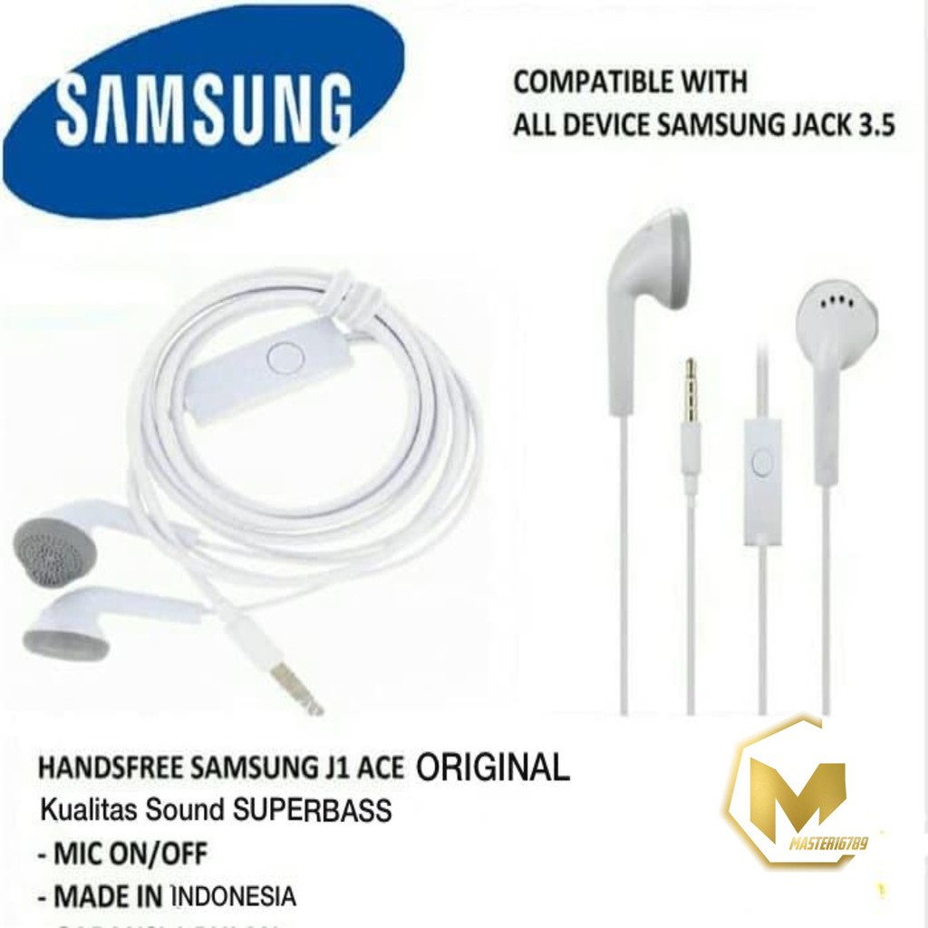 Headset Headsfree henset Hf Samsung J1ace , J2prime , J3 , J5 ,A10s ,s5830 original INDONESIA MA82