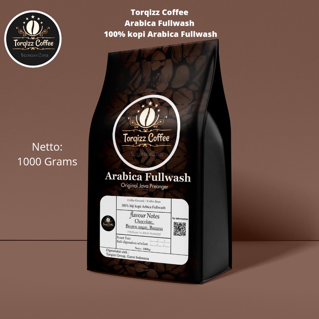 

Kopi Arabica biji dan bubuk Fullwash 1kg Torqizz Coffee