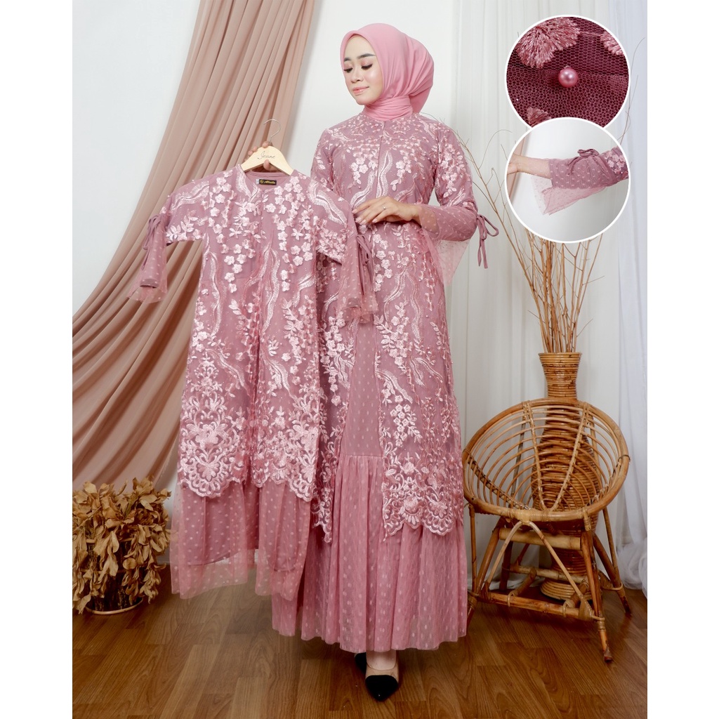 Sierra -  GAMIS TILLE GLITER EVIOLA COUPLEAN IBU DAN ANAK GAMIS MODERN DRESS MEWAH ONE SET GAMIS LEBARAN GAMIS KEKINIAN SET BAJU COUPLE IBU DAN ANAK GAMIS LEBARAN GAMIS KONDANGAN BAJU SERAGAM OUT FIT ANAK FASHION MUSLIM