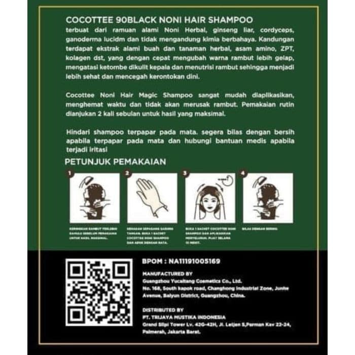 [BPOM] 1 BOX Cocottee Bsy GoBlack / Shampoo semir mengkudu/ noni shampoo