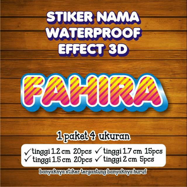 (BAYAR DITEMPAT) STIKER NAMA  DESAIN 3D WATERPROOF