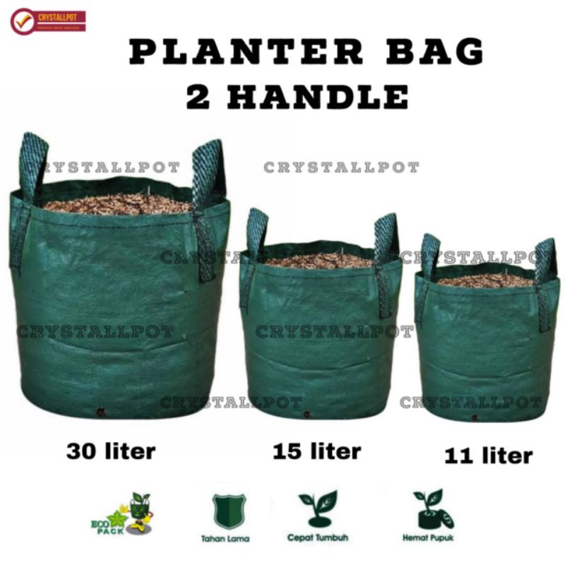 planter bag eco pack 30 liter 2 handle untuk pot tanaman - PLANTER BAG 30 LITER