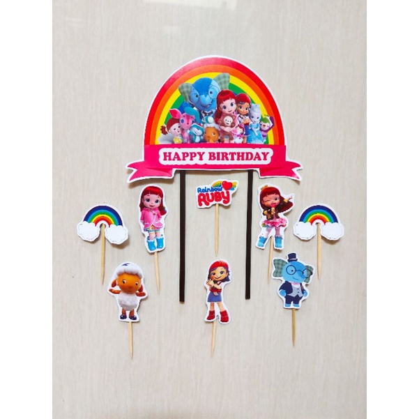 CAKE TOPPER RAINBOW RUBY / TOPPER RAINBOW RUBY / TOPPER HAPPY BIRTHDAY / TOPPER KARAKTER