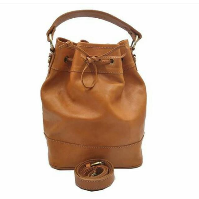 Tas Kulit Sapi Asli Polos Tali Serut