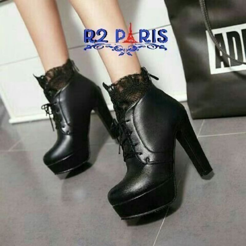 boot heels renda wanita kekinian musim dingin RF renda