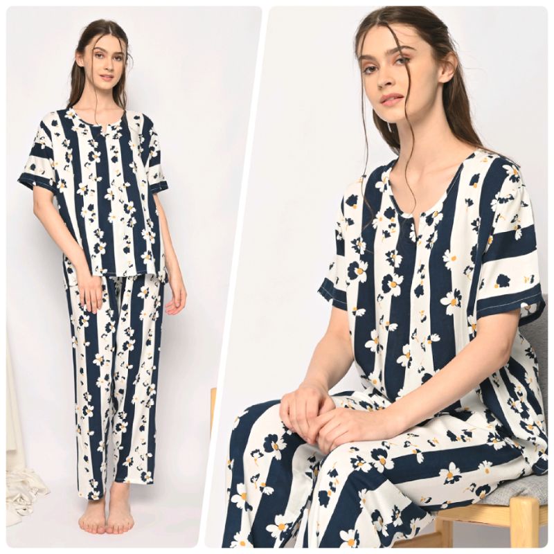 ONE SET PIYAMA RAYON-CPJ SLTG SALUR BUNGA