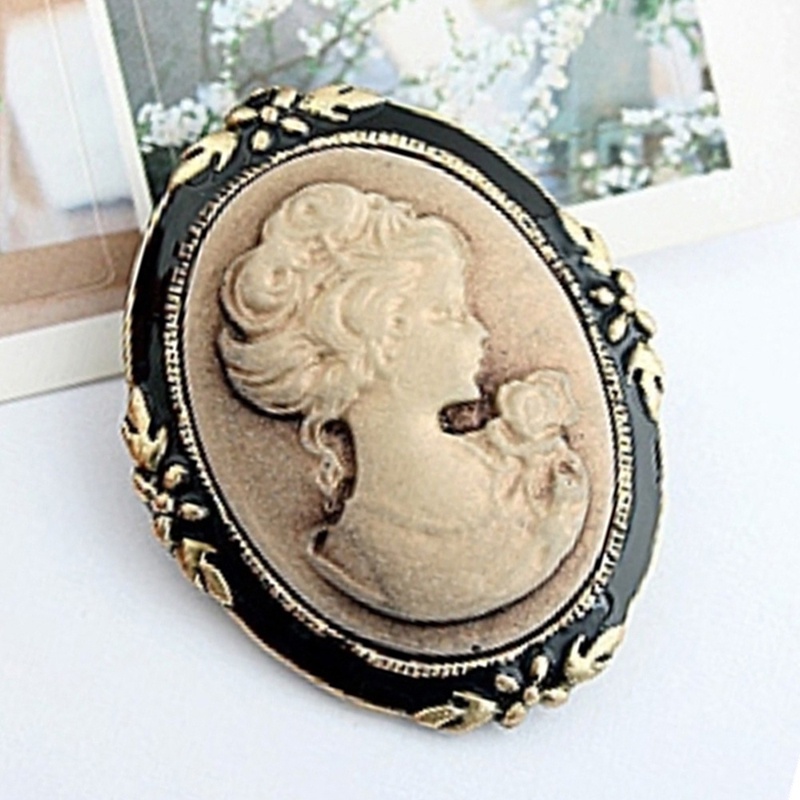 Pin Bros Cameo Antik Elegan Gaya Vintage Untuk Wanita