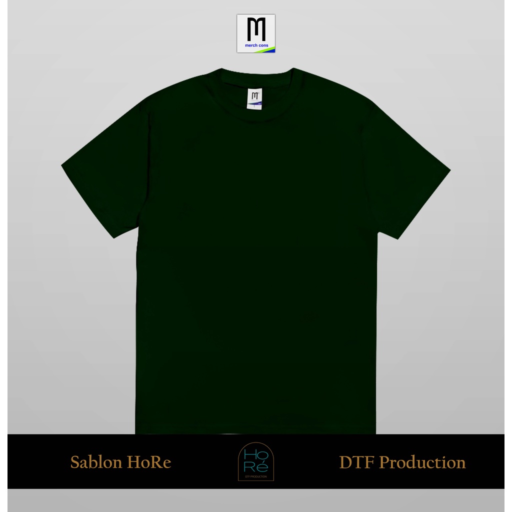 Kaos Polos Cotton Combed 24S Merchons / Merchcons Premium Warna Hijau Army (Tanpa Jahitan Samping) N
