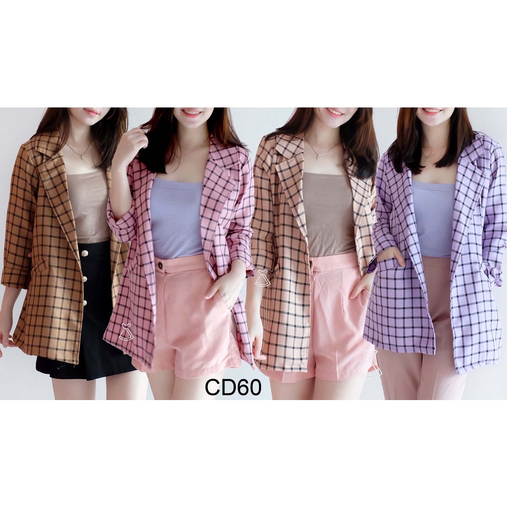 CD60 - Outer Blazer Casual Basic Linen Stylish Korean Look