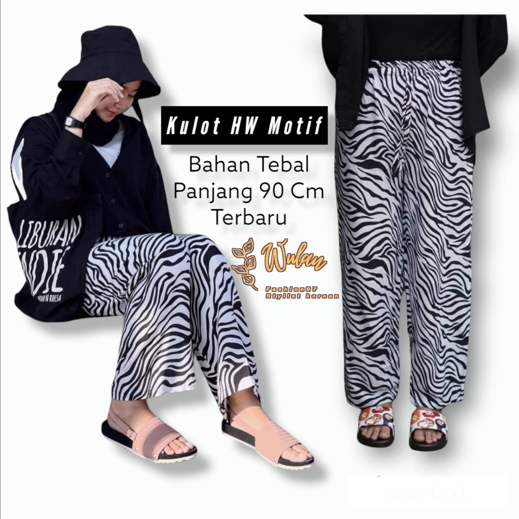 KULOT RAYON MOTIF ZEBRA HITAM PUTIH TALI HIDUP BAHAN TEBAL TERBARU BY WULAN FASHION97