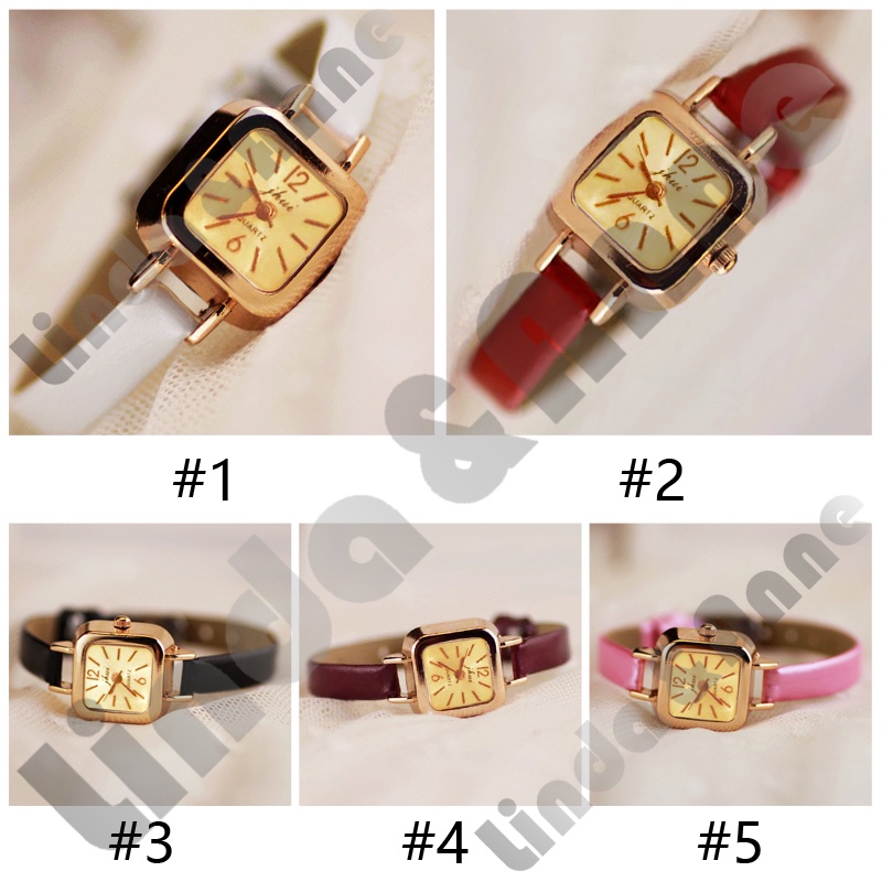 Jam Tangan Kecil Wanita Strap Pu Analog Fashion Quartz Dial Kotak / Jam Tangan Casual Wanita