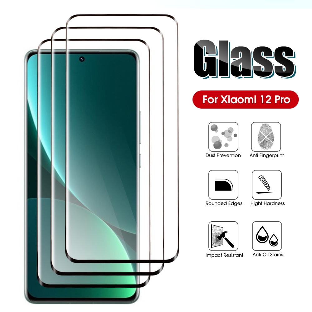 1pc Pelindung Layar Tempered Glass 9D Curved 9H Anti Silau / Sidik Jari Untuk Xiaomi 12 Series