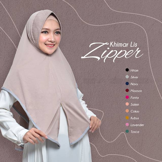 Hijab/jilbab Khimar Lis Zipper resleting