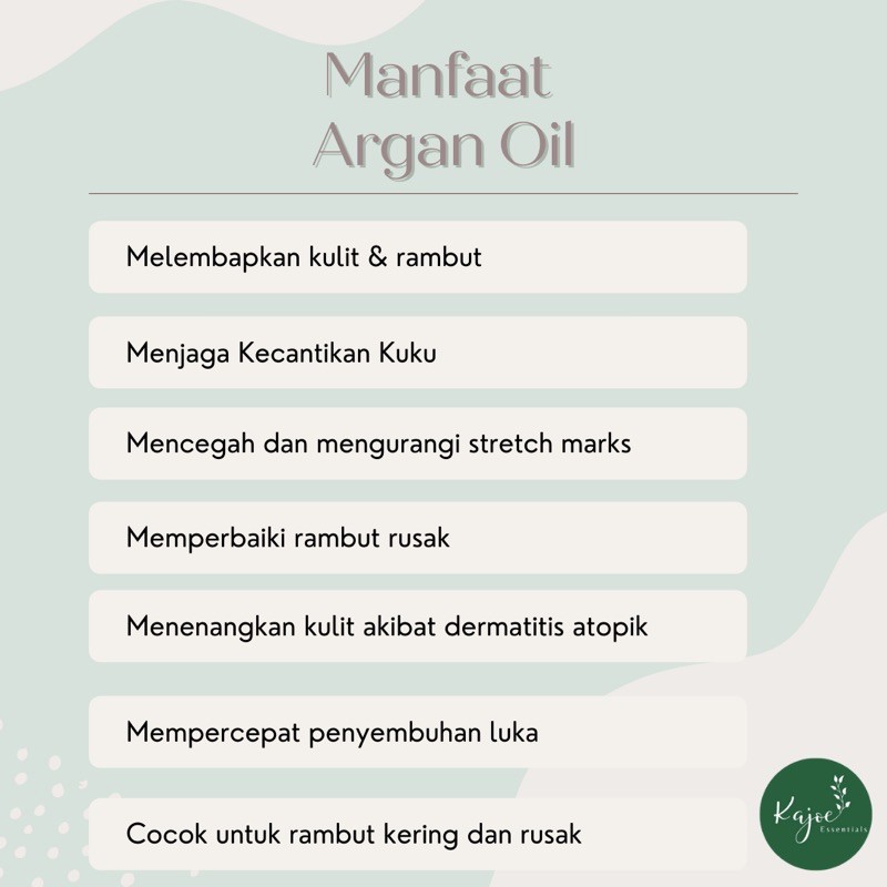 KAJOE Argan Oil Pure Asli Murni Morocco Carrier Hair Serum Minyak Perawatan Penumbuh Rambut Rontok