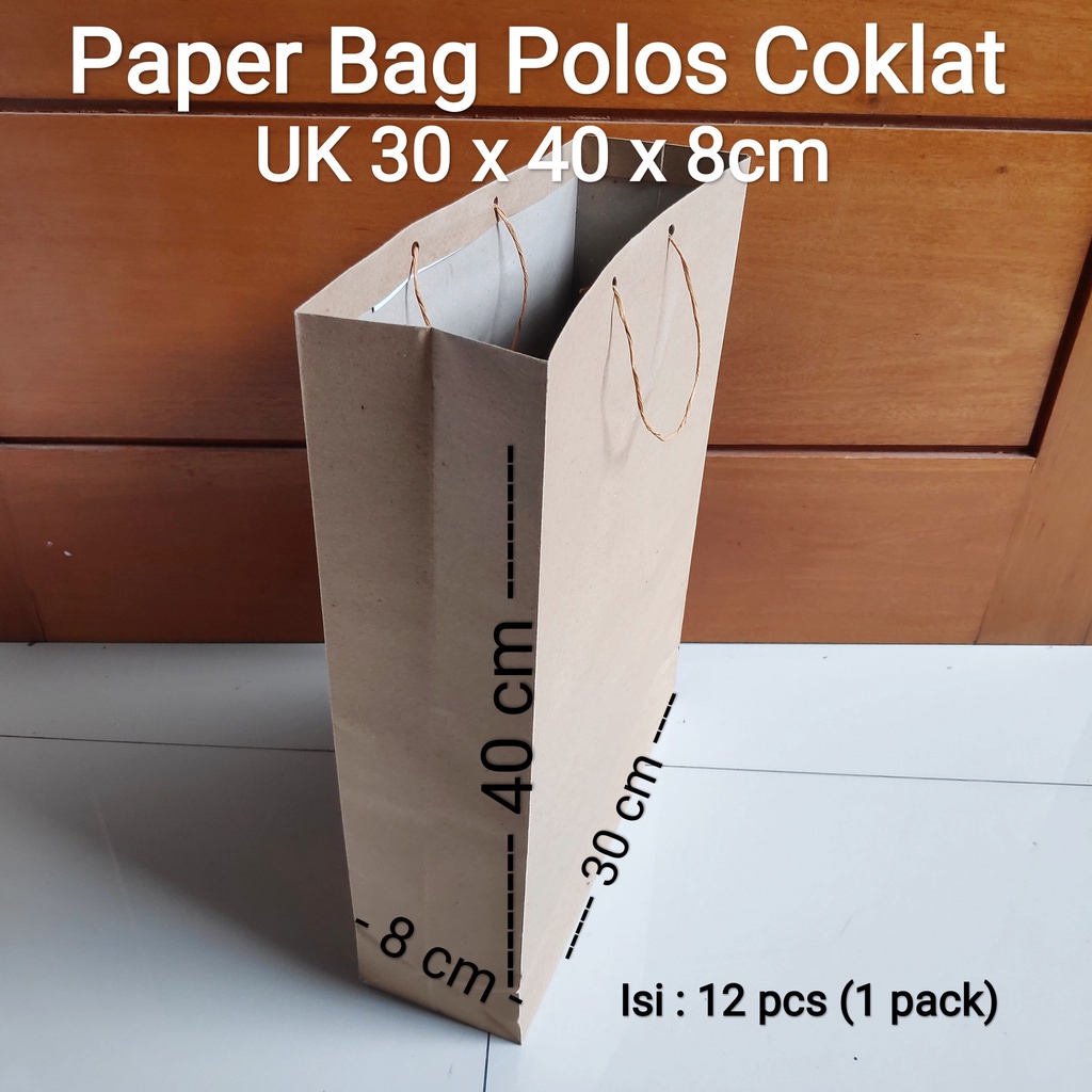 Paperbag polos Coklat uk 30x40 cm, Paper bag, tas kertas, tas souvenir