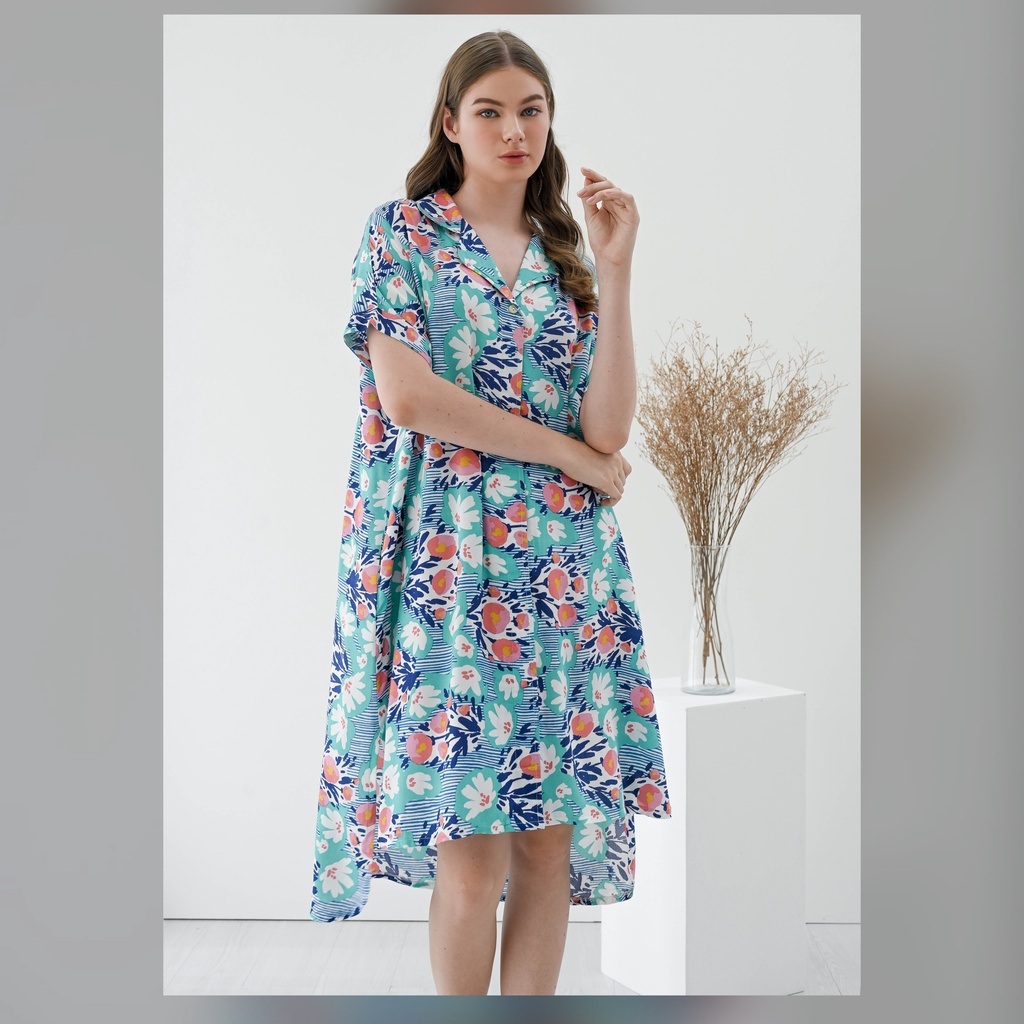 Yoko Nightdress - Sleepwear Daster-Flower Stripes