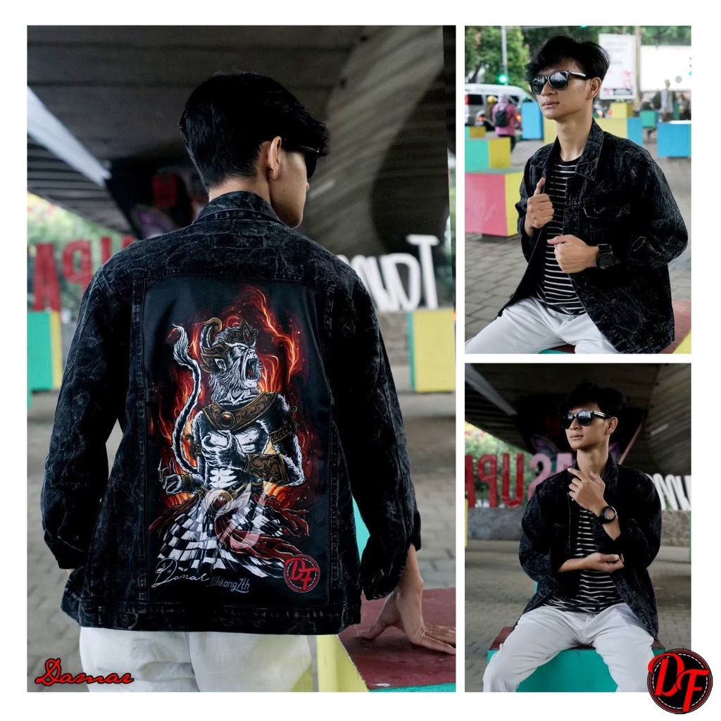 JAKET JEANS GAMBAR PRINTING-JAKET DENIM PRINTING-JAKET COWOK KEKINIAN