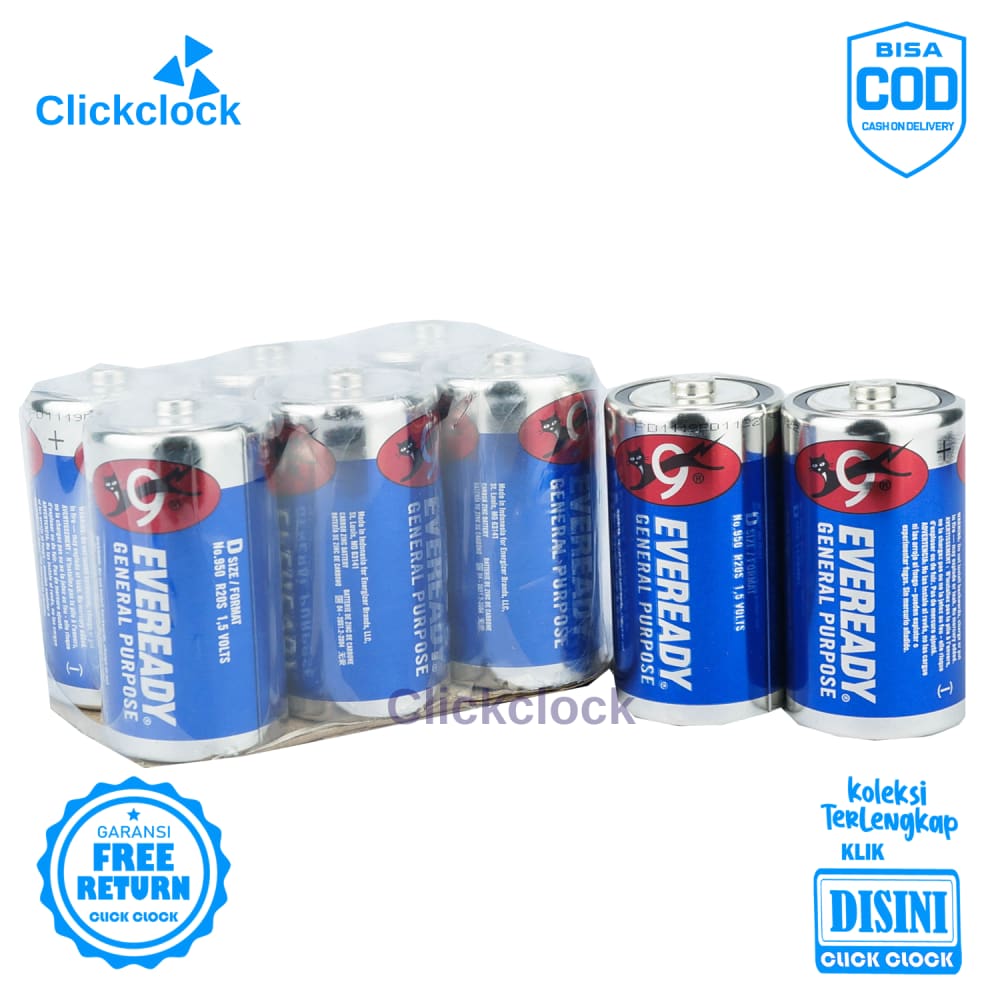 Batu Baterai Jam Dinding Eveready Uk. D Batre Biru Awet Original