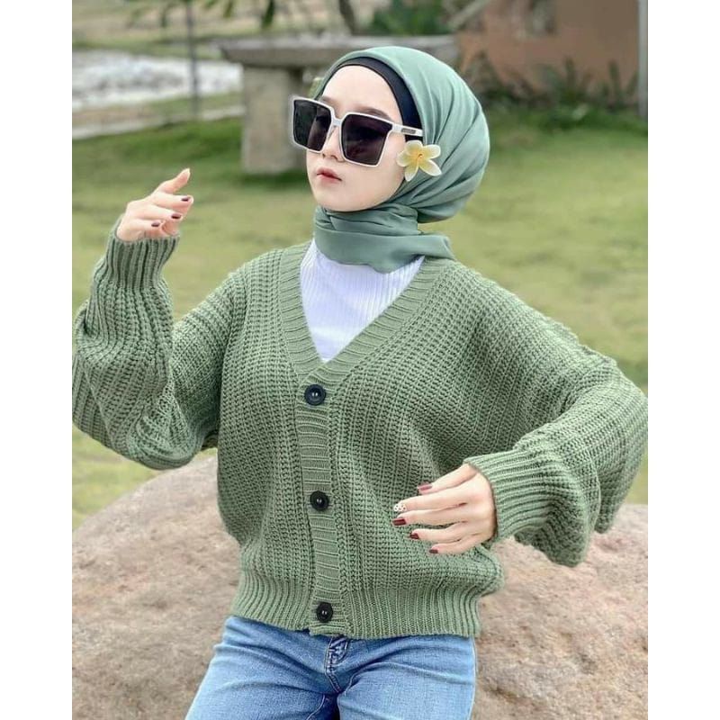 Cardigan Rajut Crop Premium Oversize