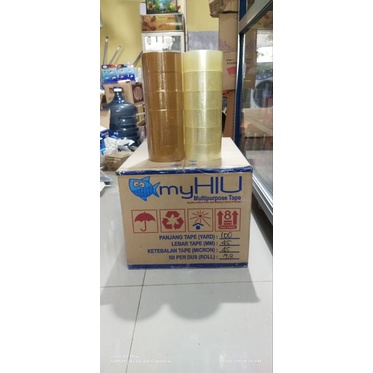 

Lakban OPP Bening Coklat Merk My Hiu Isi 100 Yard