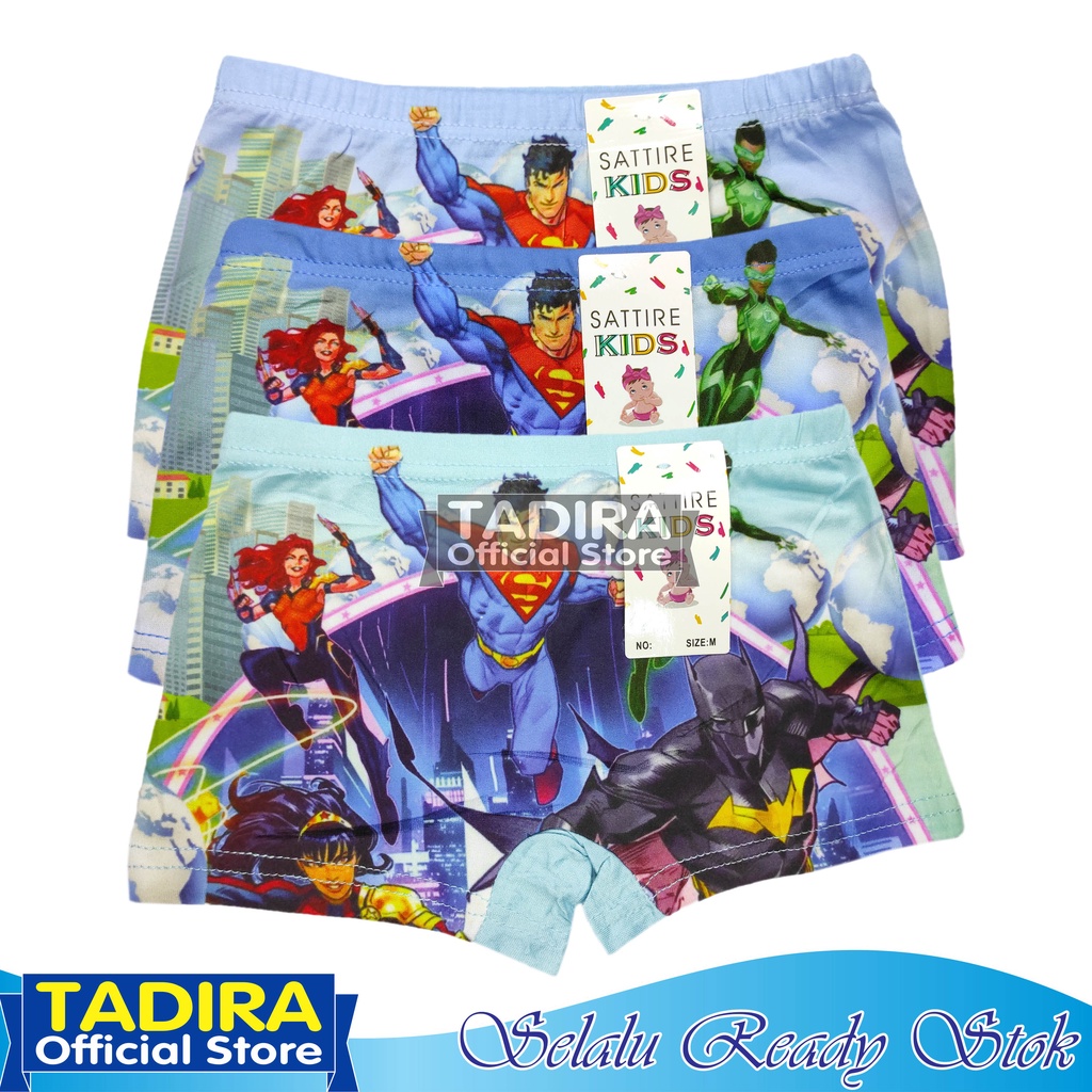 3 Pcs Boxer Anak Laki Celana Dalam Karakter Super Hero Bahan Super Lembut Multiwarna TADIRA Store