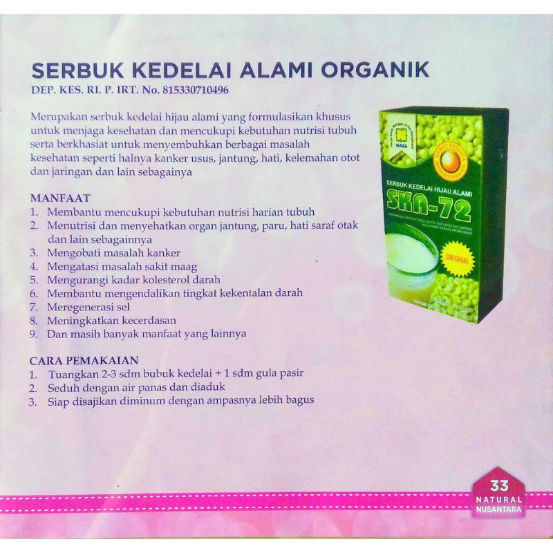 

Susu Kedelai Penggemuk Badan Ska72 100% Original Nasa - Serbuk Kedelai Organik - Penggemuk Badan Alami - Skao