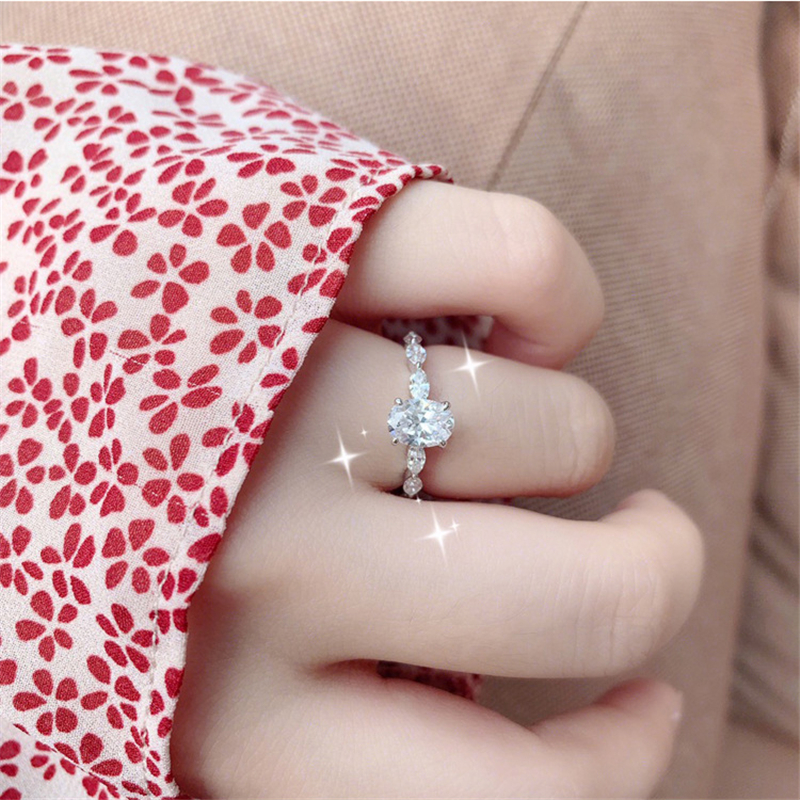 Cincin Moissanite Bahan 925 Silver Untuk Wanita