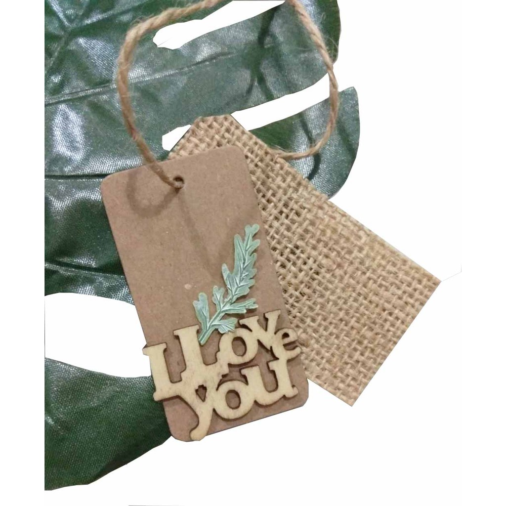 

Burlap Jute Goni Gift Hang tag I love you kayu Kado Hadiah