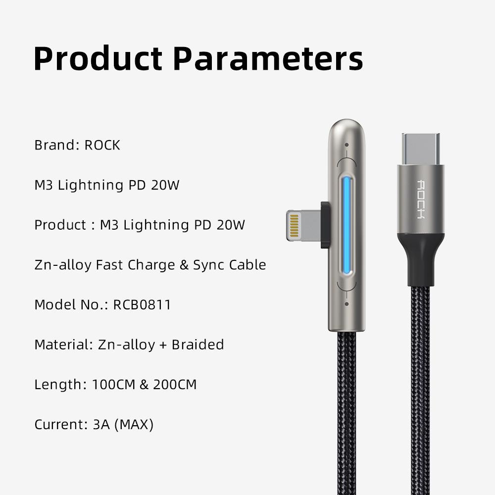 ROCK M3 Lightning PD Gaming Data Cable 20W 100CM RCB0811