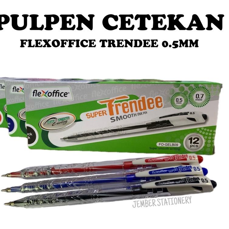 

NEW PRODUCT (12pcs) Pulpen Flexoffice Trendee 0.5mm Cetekan Hitam / Biru / Merah # 868