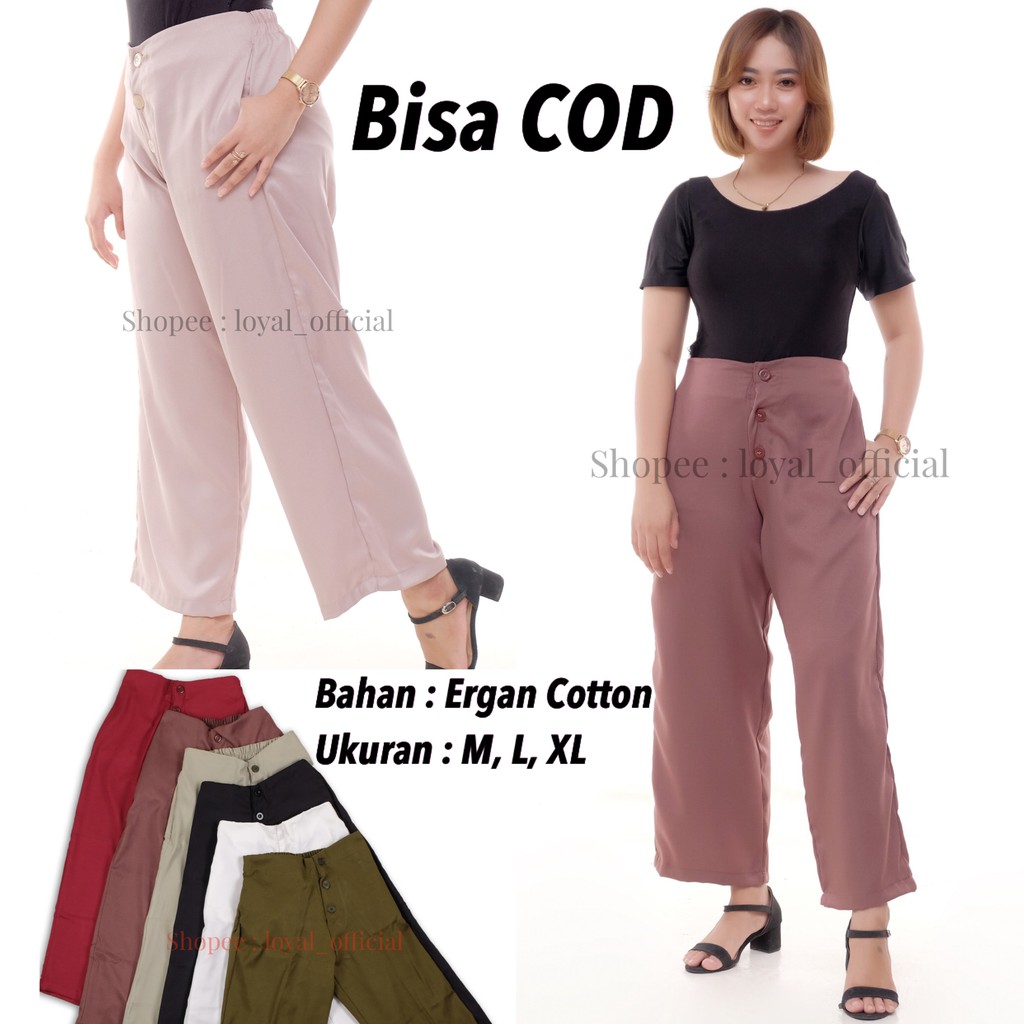 Loyal Kulot Highwaist Kulot Wanita Katun M L XL