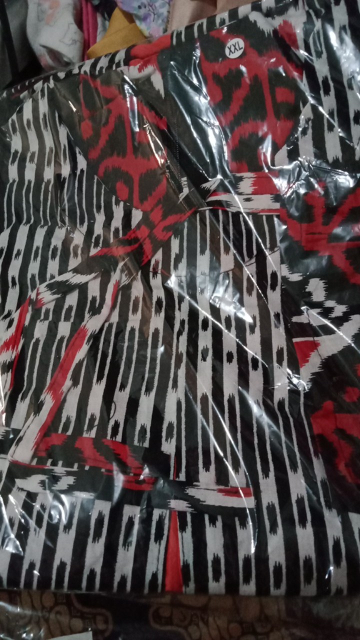 Batik Tunik Shibori Jumputan Terbaru Size S-3l / Hrb026 Yelbor Navbor / Biru Putih / Original..