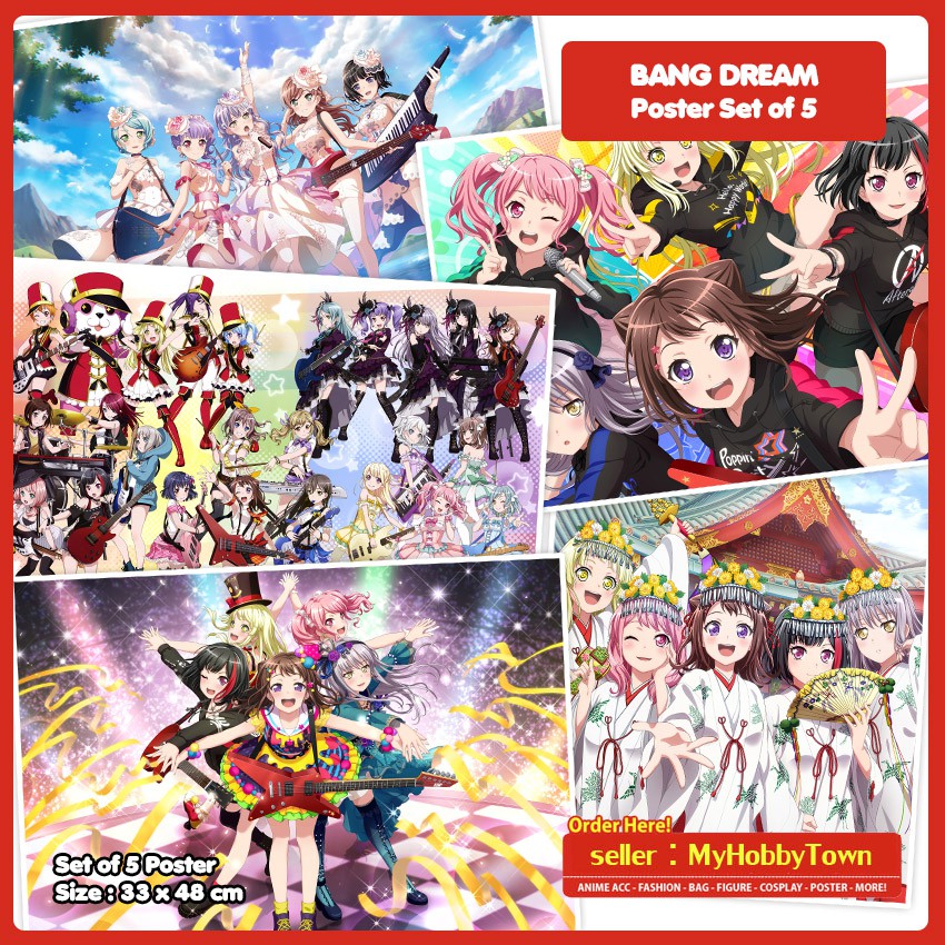 Poster Anime Bang Dream Set Of 5